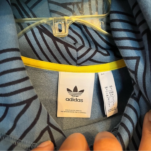 Adidas Originals Blue Athletic Club Allover Print Hoodie - Picture 5 of 5